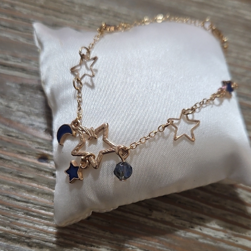 Gold Star and Moon Charm Bracelet